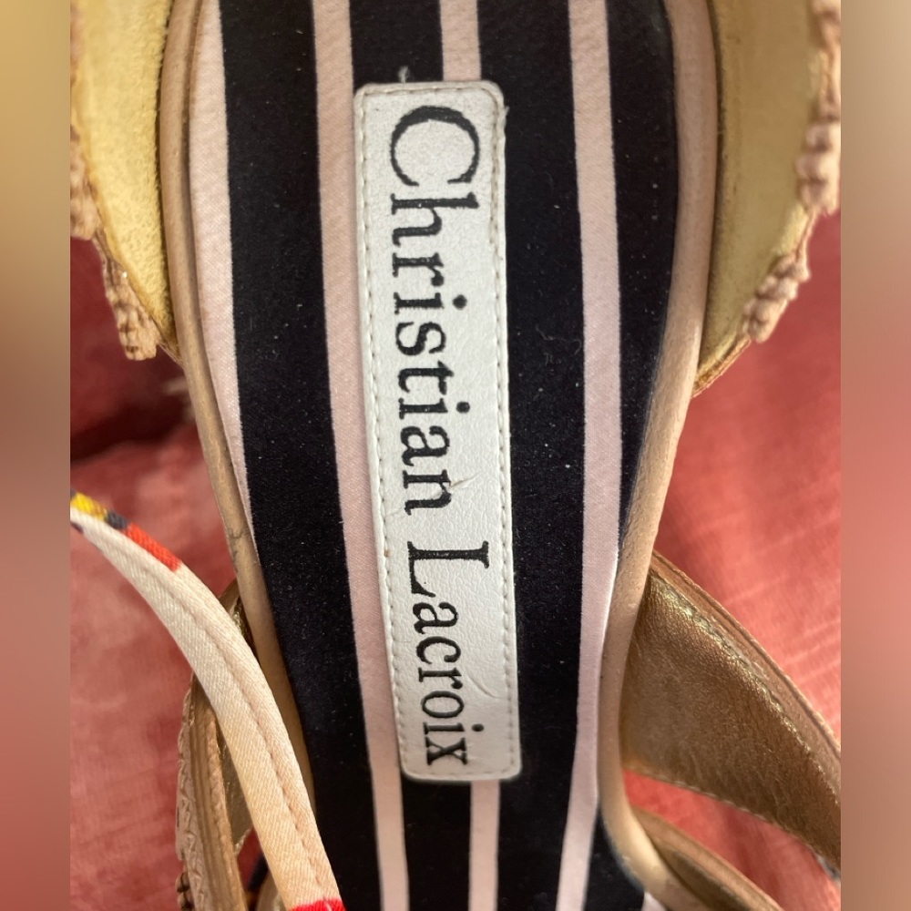 Authentic Christian Lacroix multicolor tassel strappy heels 37.5 ankle tie - Picture 6 of 6